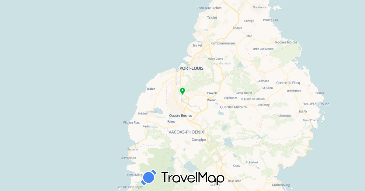 TravelMap itinerary: bus in Mauritius (Africa)